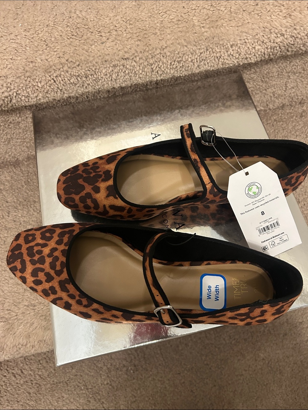 Leopard Print Mary Jane Flats - Brown/Black - Picture 2 of 6